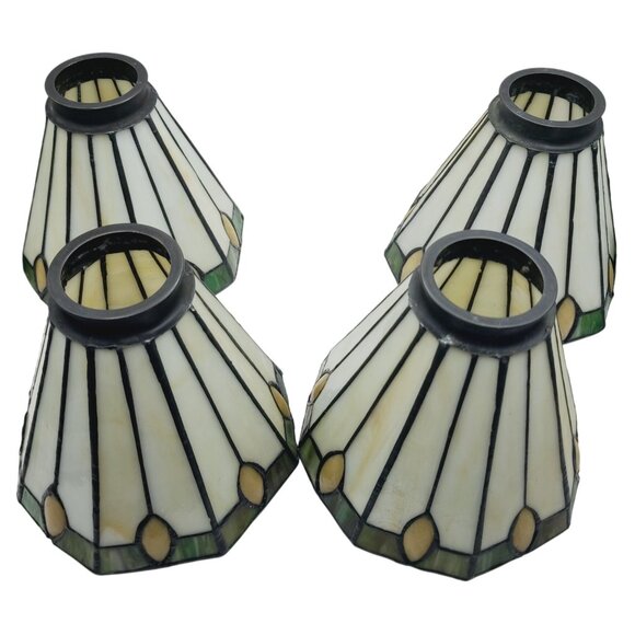 Monte Carlo Mission Craftsman Tiffany Style Set Of 4 Stained Glass Lamp Shades - Picture 1 of 9